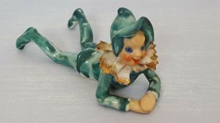 Vintage Pixie/elf Ceramic Green Girl Christmas Figurine Japan