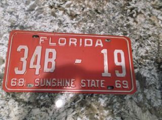 1968 - 1969 Florida License Plate 34b 19