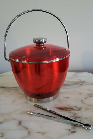 Vintage Kraftware Quatro 3 - Quart Insulated Ice Bucket Stainless Steel Barware