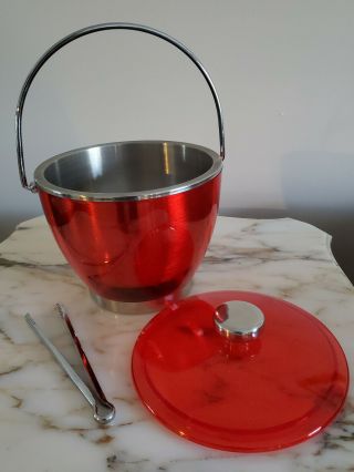 Vintage Kraftware Quatro 3 - Quart Insulated Ice Bucket Stainless Steel Barware 2