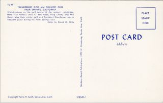 Palm Springs CA Thunderbird Country Club Golf Course Vintage Postcard F65 2