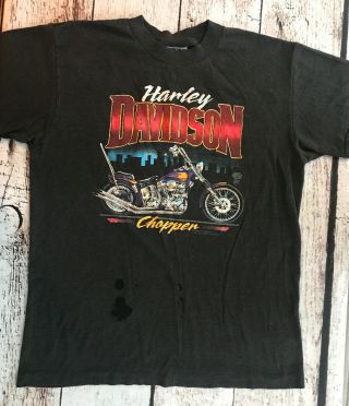 Vintage 1987 Speed Limit 70 Harley Davidson T - Shirt Size Medium M Chopper