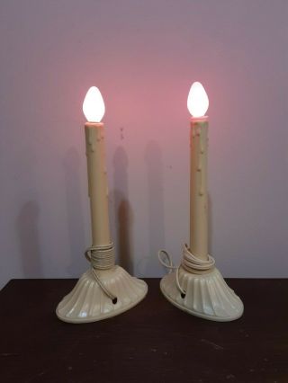 2 Vintage Candolier Electric Window Plastic Drip Christmas Candles