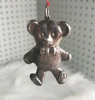 Sterling Silver Vintage Teddy Bear Christmas Ornament Unbranded Holiday 925