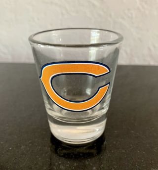 Chicago Bears Clear Shot Glass 2 Oz Round Nfl Sports Football Fan Team Logo