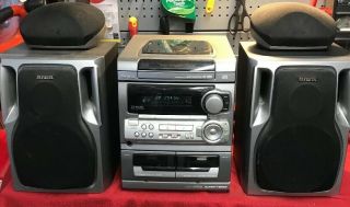 Aiwa Cx - Na303 3 Disc Cd Changer Shelf Stereo Dual Cassette Tape Deck Sx - Na302