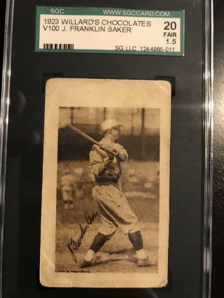 1923 V100 Willard’s Chocolates J.  Franklin Baker Ny Yankees Sgc 20 Fr 1.  5