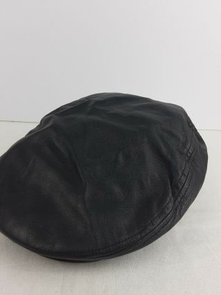 Harley Davidson 100th Year Anniversary Real Leather Black Soft Cap Hat Size L
