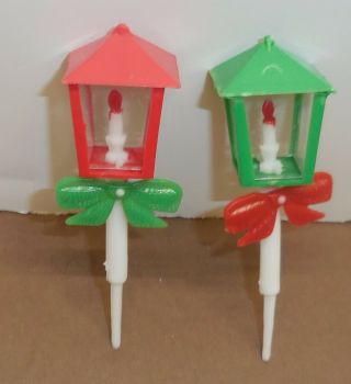 21 Vtg Christmas Cupcake Cake Topper Picks Decoration 12 Green & 9 Red Lanterns