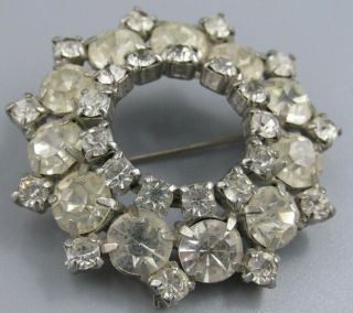 High End Vintage Jewelry Stacked Prong Set Crystal Ring Brooch Pin Rhinestone G