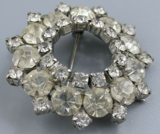 HIGH END Vintage Jewelry Stacked Prong Set Crystal Ring BROOCH PIN Rhinestone G 2