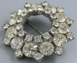 HIGH END Vintage Jewelry Stacked Prong Set Crystal Ring BROOCH PIN Rhinestone G 3