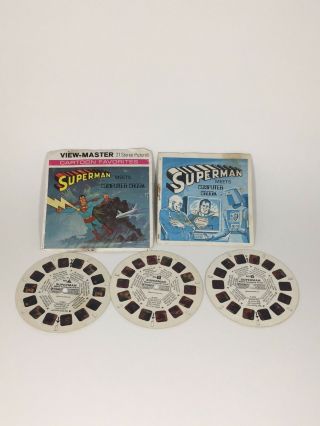 Superman Meets Computer Crook (b584) Viewmaster 3 Reels Packet Set Vintage 1976