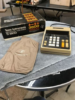 Vtg Texas Instruments Electronic Calculator Ti - 3500 W/ Box & Cover
