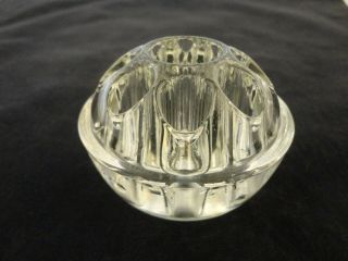 Vintage Unusual Clear Glass Flower Frog With Candleholder - 9 Holes