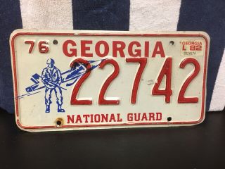 Vintage 1976 Georgia License Plate (national Guard)