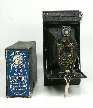 Eastman Kodak No.  2 Folding Cartridge Hawk - Eye Folding Camera W/original Box