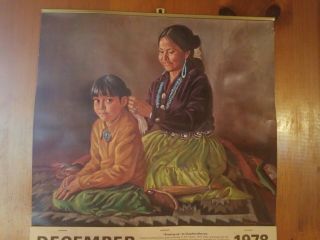 Vintage santa fe railroad wall 1978 Calendar indian girl 2