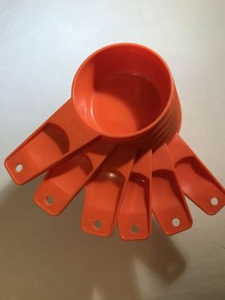 Vintage Tupperware Orange 6 Piece Measuring Cup Set 2