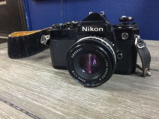 Vintage Nikon Fe Black 35mm Slr Camera & 50mm Lens