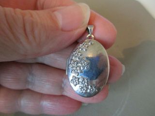 Vintage Large 925 Sterling Silver Opening Photo Locket Fob Charm Pendant Pretty