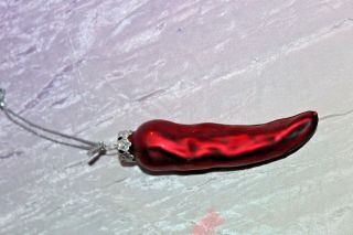 Vintage Styled Red Pepper Holiday 4.  5 " Long Glass Ornament Christmas/decoration