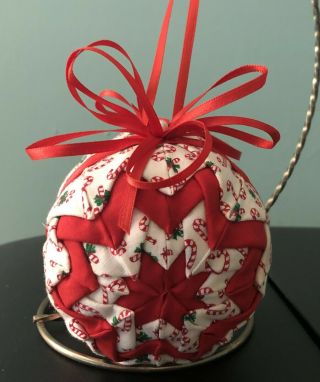 Vintage Folded Fabric Christmas Ball Ornament