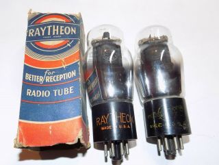2 Vintage Nos 6v6g Rca Raytheon Vacuum Radio Tubes Pair