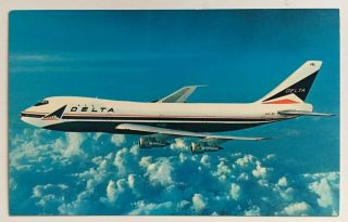 Vintage Postcard Delta Airlines Boeing 747 Superjet Jumbo Jet Aircraft Airplane
