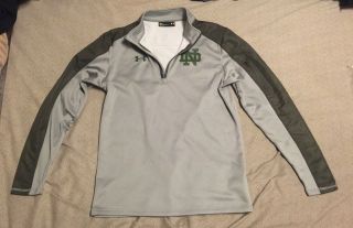 Under Armour Notre Dame 2016 Shamrock Series Army Green/gray 1/4 Zip Pullover Sm