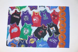 Vtg 80s 90s Nba Jersey All Over Print Standard Pillow Case Fabric Throwback