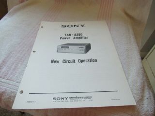 Sony Circuit Operation.  Model Tan - 8250.  Stereo Power Amplifier.  Japan