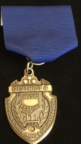 Vintage School Merit Award Ribbon And Medal For Music Festival