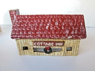 Vintage Hand Painted 7 1/2 " Long Cottage Country Cabin Christmas Village House