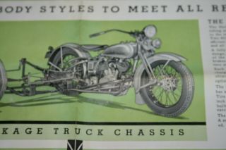Early Harley Davidson Motorcycle Advertising Sales Brochure For Package Trucks