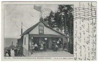 Bustins Island,  Maine,  Vintage Postcard View Of The Store And Restaurant,  1906