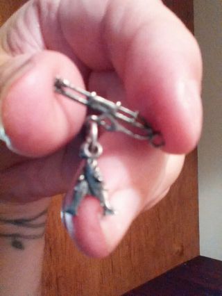Vintage Sterling Silver Fishing Pole With Fishes Charm Very Cool