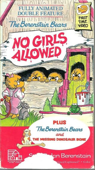 The Berenstain Bears - No Girls Allowed Vhs 1989 & The Missing Dinosaur Bone Vtg