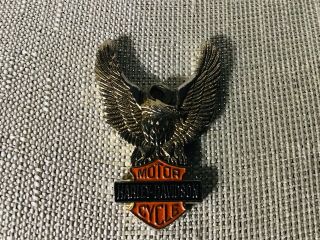 Harley Davidson Necklace Charm Pendant Eagle Wing Bar And Shield 1.  5” Tall,  1” W