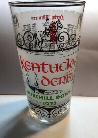 1973 Kentucky Derby Churchill Downs Glass - Secretariat - Glass