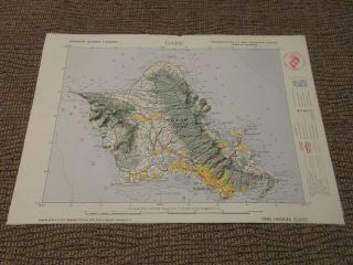 U.  S.  Army Topographic Command Corps Of Engineers Vintage Oahu Hawaii Relief Map