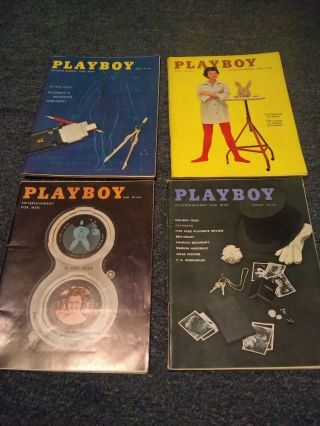 4 Vintage Playboy Magazines June 1958,  January March April 1959