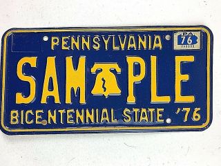 Pennsylvania Sample Old License Plate 1976 Bicentennial Vtg Car Tag Man Cave
