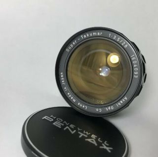 Vintage Asahi Opt.  Co.  Slr Camera Lens Takumar 1:3.  5 / 28 Black