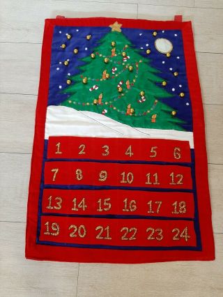 Vintage Christmas Advent Calendar Tree W Balls 80s Wall Hanging Decor