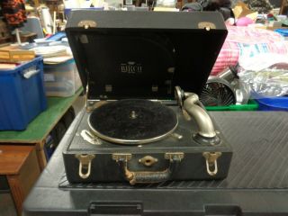 Vintage Birch Crank Record Player,  Complete With Records,  Model No.  3