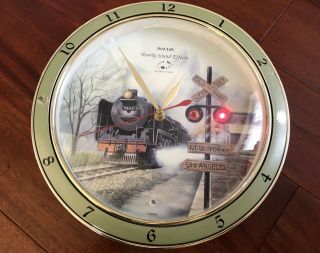 Panclox Brand: Train Wall Clock With Hourly Sound Effects Locomotive Boys Room