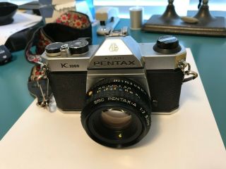 Asahi Pentax K1000 Film Camera With Standard & Telephoto Lenses,