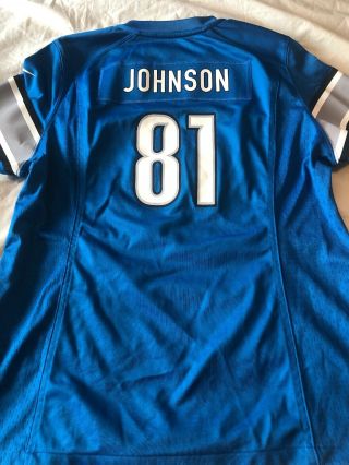 Detroit Lions Calvin Johnson 81 Blue Nfl Football Size Youth Xl 18 - 20 Jersey