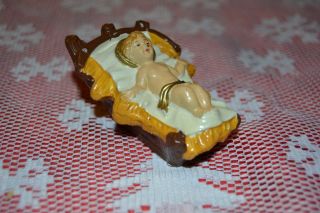 Vintage Christmas Nativity Figure Baby Jesus In A Manger Italy